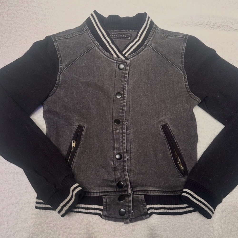 Free People Washborn Varsity Denim Jacket (Women’s Sz S)